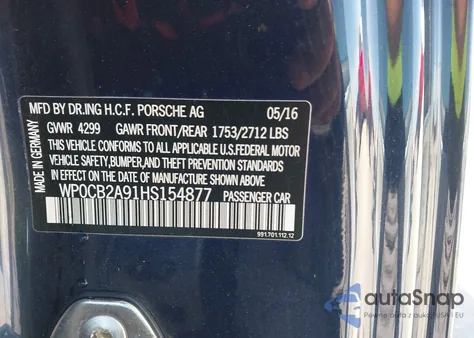 2017 Porsche 911 Carrera S z USA, uszkodzony, nr VIN WP0CB2A91HS154877